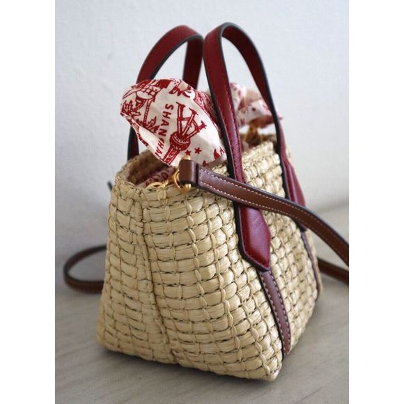 Tory Burch "Perry " Straw Nano Mini Crossbody Tote Handbag $228+ - Picture 9 of 10